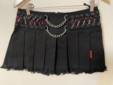 TRIPP NYC Vintage Black Pleated Corseted Skirt Chains M 90  s