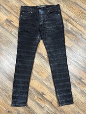 Valabasas Jeans Mens 32x30 Black Blue Stacked Denim Stretch Skinny Hagi Distress