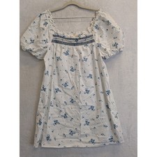 Ana A New Approach Womens Smocked Puff Sleeve Floral Square Neck Dress Size M