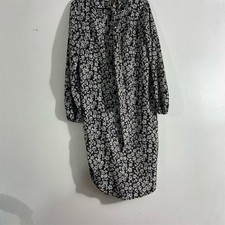 SHEIN Women's Black Floral Knee Length Dress Size S Long Sleeve