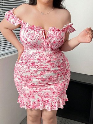 Plus Size Sexy Print Bodycon Mini Dress Strapless Summer Spring New Women |  eBay