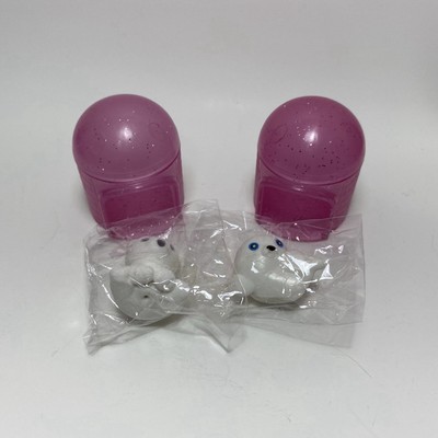New Mini Arctic Animals White Polar Bear Seal Flocked Pink Sparkly Igloo Toy