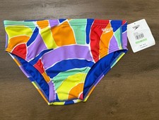 New Mens Speedo Swim Brief Size 34 Puzzle Pride True Cobalt Multi-Color