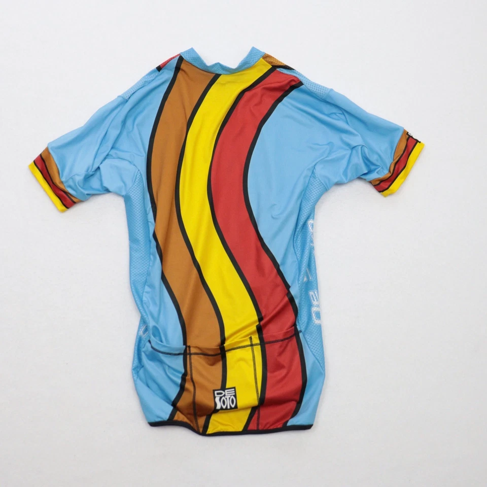De Soto Cycling Jersey Sz Large Short Sleeve Shirt Top Triathlon Colorful USA - Image 2 of 4