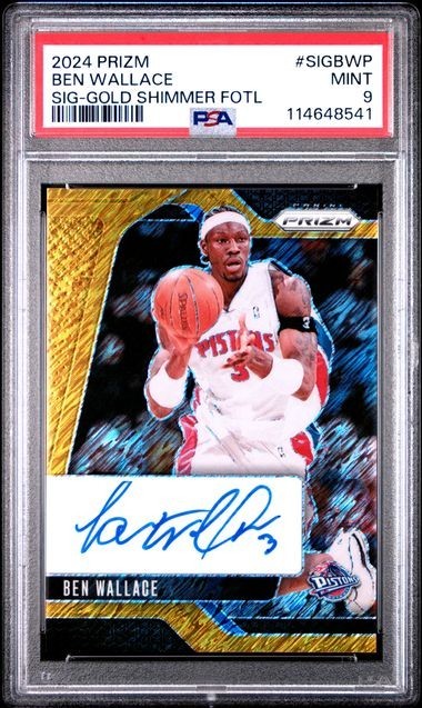 Ben Wallace 2024-25 Prizm Basketball Signature Gold Shimmer FOTL Auto /10 PSA 9