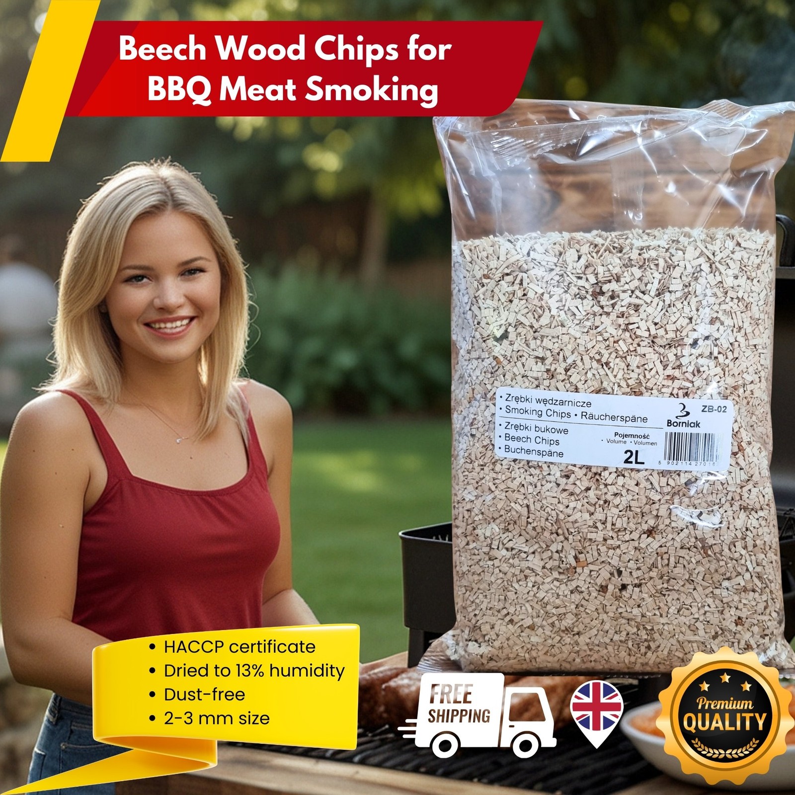 BBQ SMOKING Chips Borniak Beech Smoking Wood Chips Buk 2 litres pack