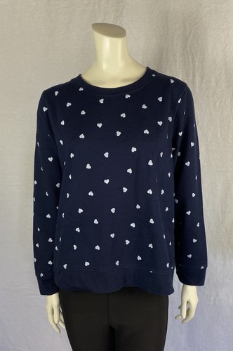 J. Crew “Tipsy Hearts” Graphic Navy Blue Sweatshirt, A Grade, Women's Size XXL - Afbeelding 1 van 7