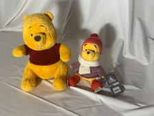 Disney Winnie the Pooh Plush Lot of 2 Classic Red Sweater Winter Skating Tags