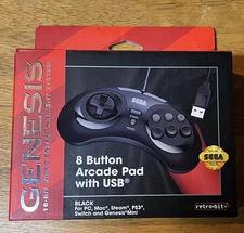 Sega genesis arcade pad Official USB Controller 6-Button PC mac ps3 switch new 