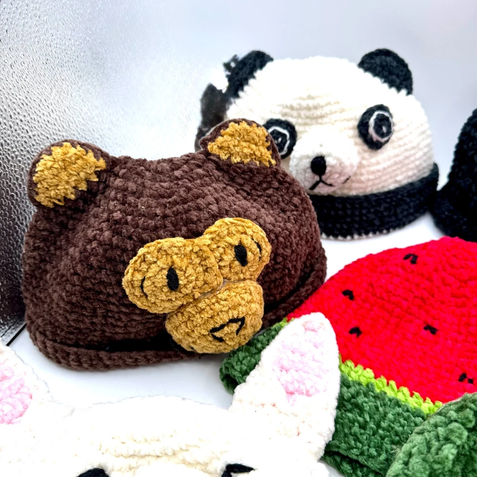 M&L Kids Hat Baby Toddler Knit Chiffon Sun Cap Animal Costume Handmade Gift Fun - Image 3 of 4