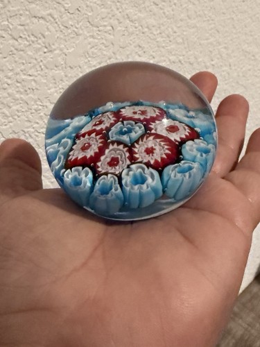 Fermacarte Millefiori concentrico in vetro artistico floreale colorato - Foto 4 di 8
