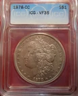 1878-CC Morgan Silver Dollar $1 Carson City ICG VF35
