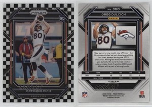 2022 Panini Prizm Rookies Black & White Checker Greg Dulcich #360 Rookie RC