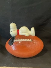 Vintage 1966 Snoopy On A Football Ceramic Bank