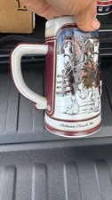 Vintage 1989 Budweiser Holiday Beer Stein Mug Clydesdale Collectors Series