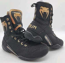 Venum Elite boxing shoes Size 6/38 Black/Gold- New With Damage Box