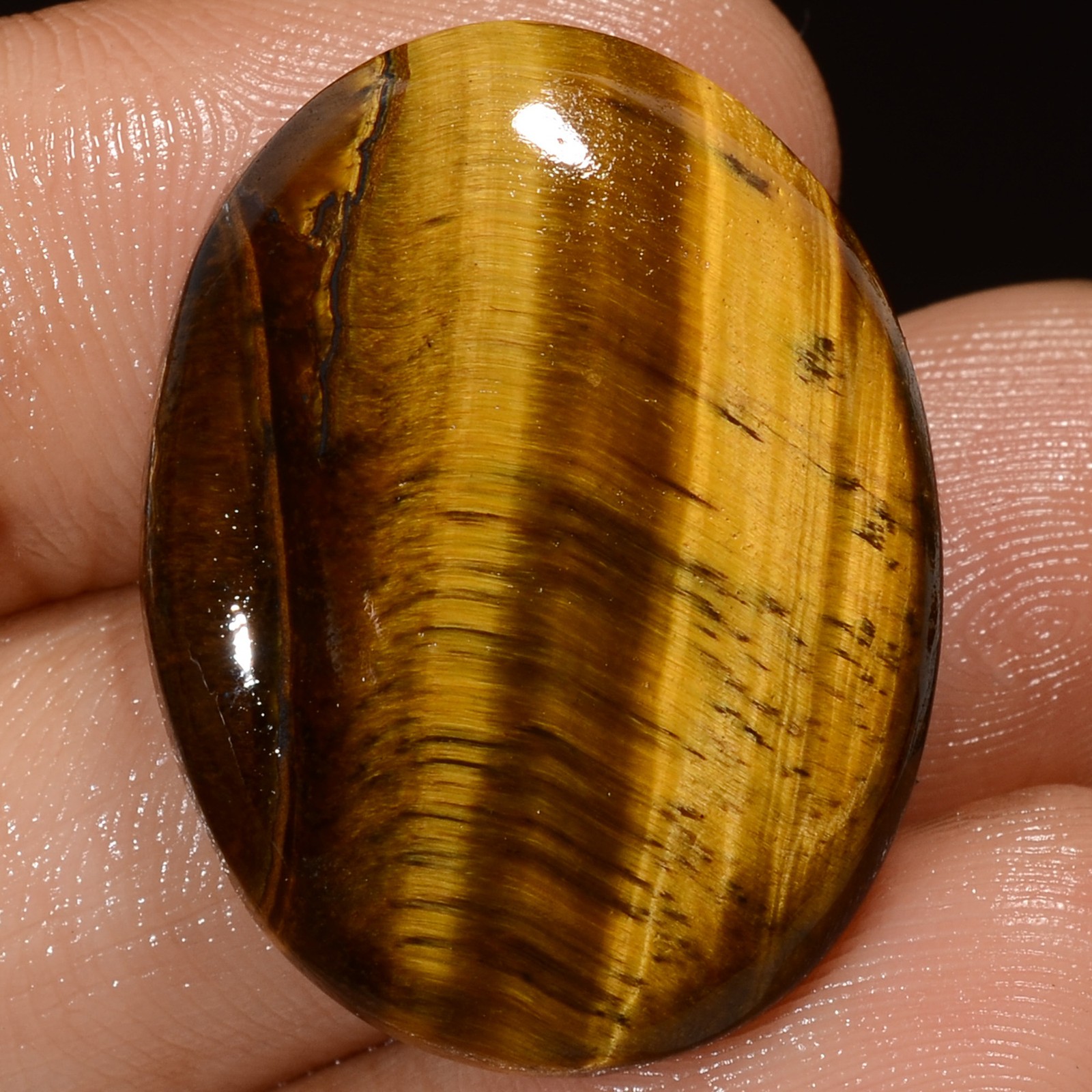 100% Natural Tiger Eye Oval Shape Cabochon Gemstone 28.5 Ct. 26X20X5 mm GC-36269