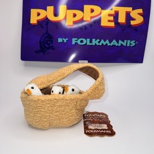 Folkmanis Puppet Ducks Plush 6" 3 Ducks In A Basket Finger Puppet NWT