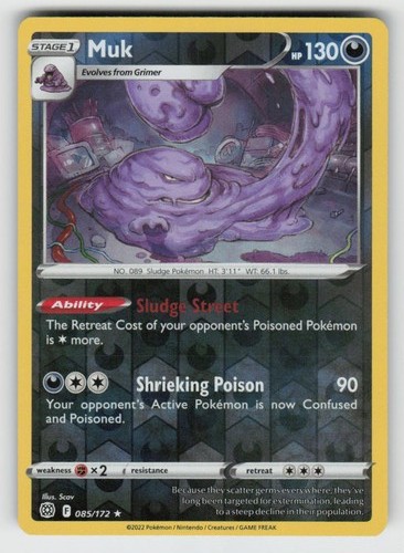 Reverse Holo Muk 085/172 Rare Brilliant Stars Near Mint