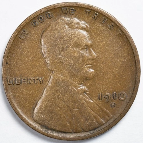1910-S Lincoln Wheat Penny San Francisco Mint Fine (F)