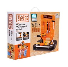 NIB Black  Decker Junior Tabletop Workbench Tool Set Drill Wrench 40pc Toy