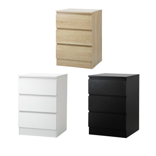 Oikiture Bedside Table 3 Drawers Side Tables Storage Cabinet Nightstand - Picture 9 of 39