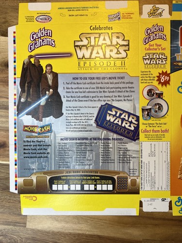 Biglietto Star Wars 2002 General Mills Scatola di cereali Golden Grahams mai reclamato RARO - Foto 6 di 9