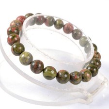 8mm Multicolor Unakite Round Gemstone Beads Stretchable Bracelet 7.5''