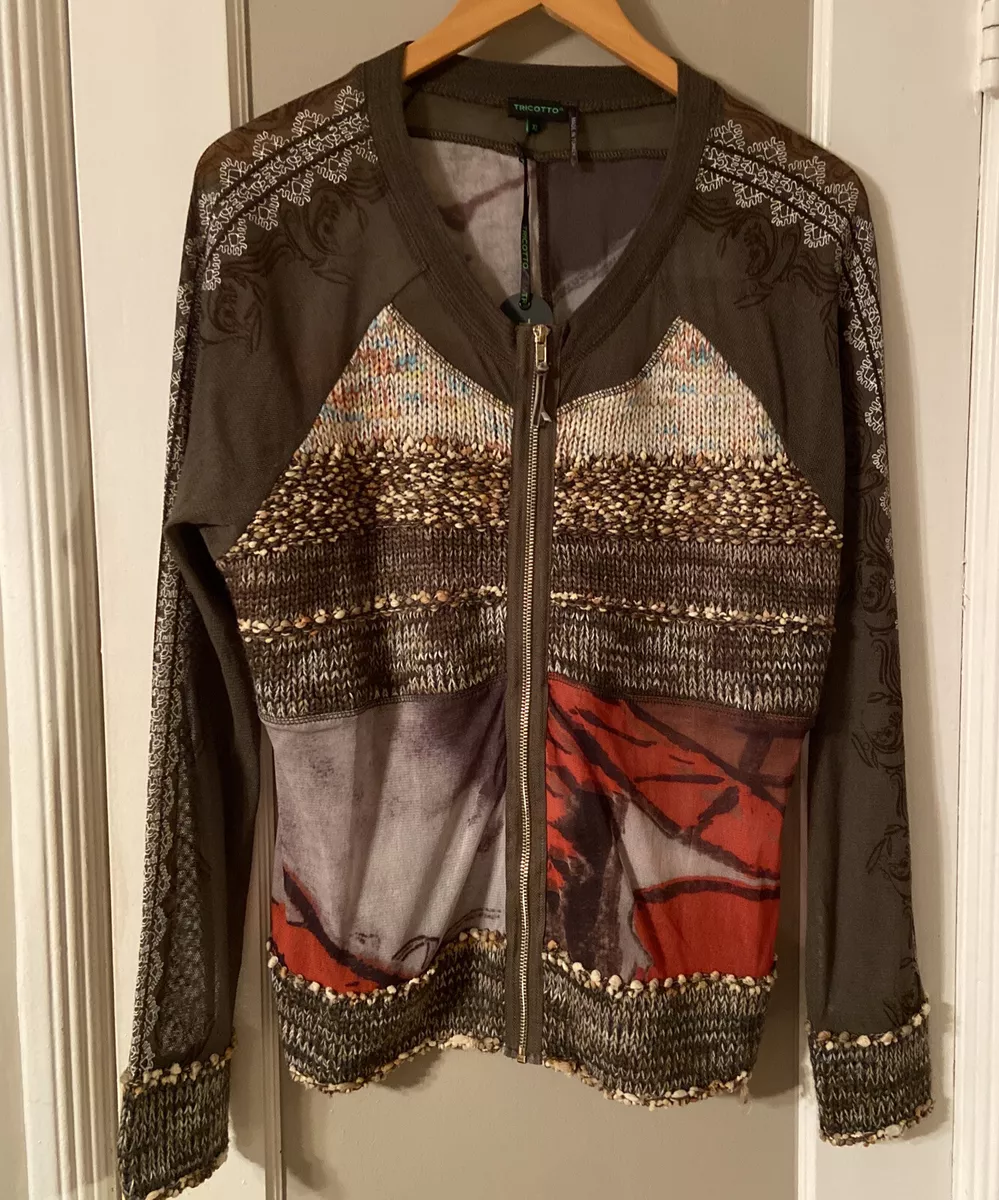 TRICOTTO Womens Sweater and Mesh Zip Up Jacket NWT
