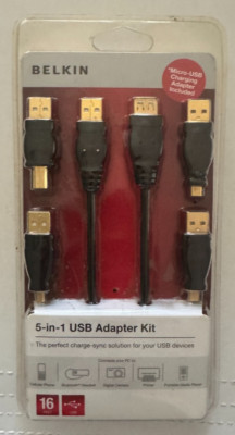 NEW Belkin 5-in-1 USB Adapter Kit, 16 Feet - F3U160-16-TG FREE SHIPPING!