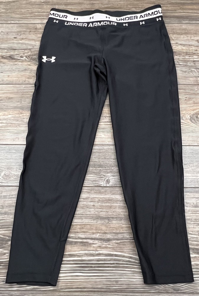 Under Armour Girls Black Cropped Leggings Size L 1361237