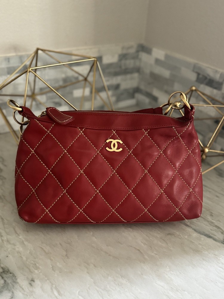 Chanel Red Calfskin Wild Stitch Handbag