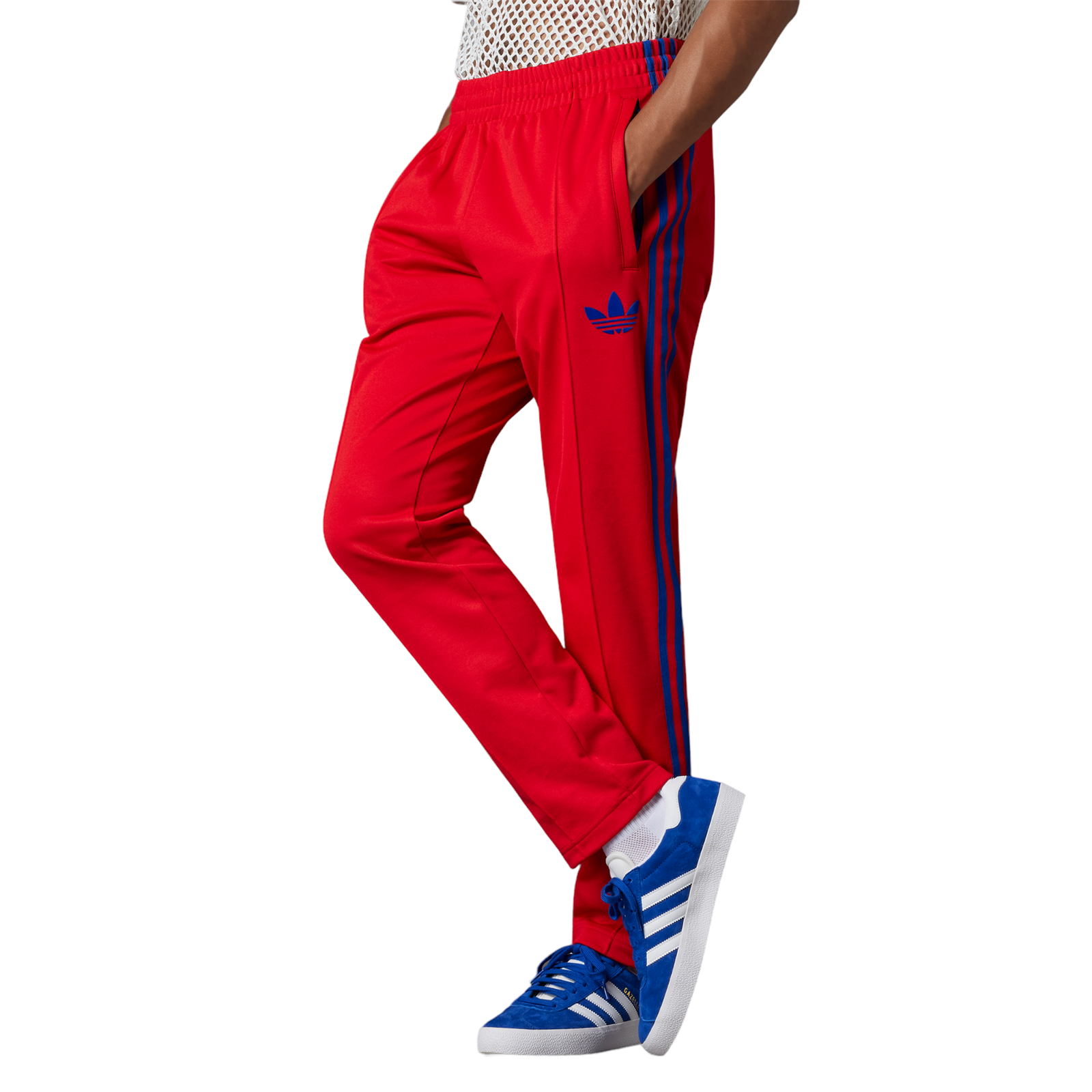 adidas ORIGINALS MENS ADICOLOR 70S STRIPED TRACK PANTS BOTTOMS RED