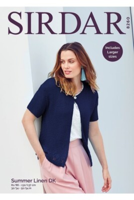 Sirdar 8260 Strickmuster Sommer Leinen Cardigan DK beinhaltet größere Größen