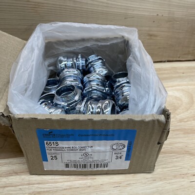Compression Type Box Connector For Thin wall Conduit, 3/4 , Quantity 25, 651S