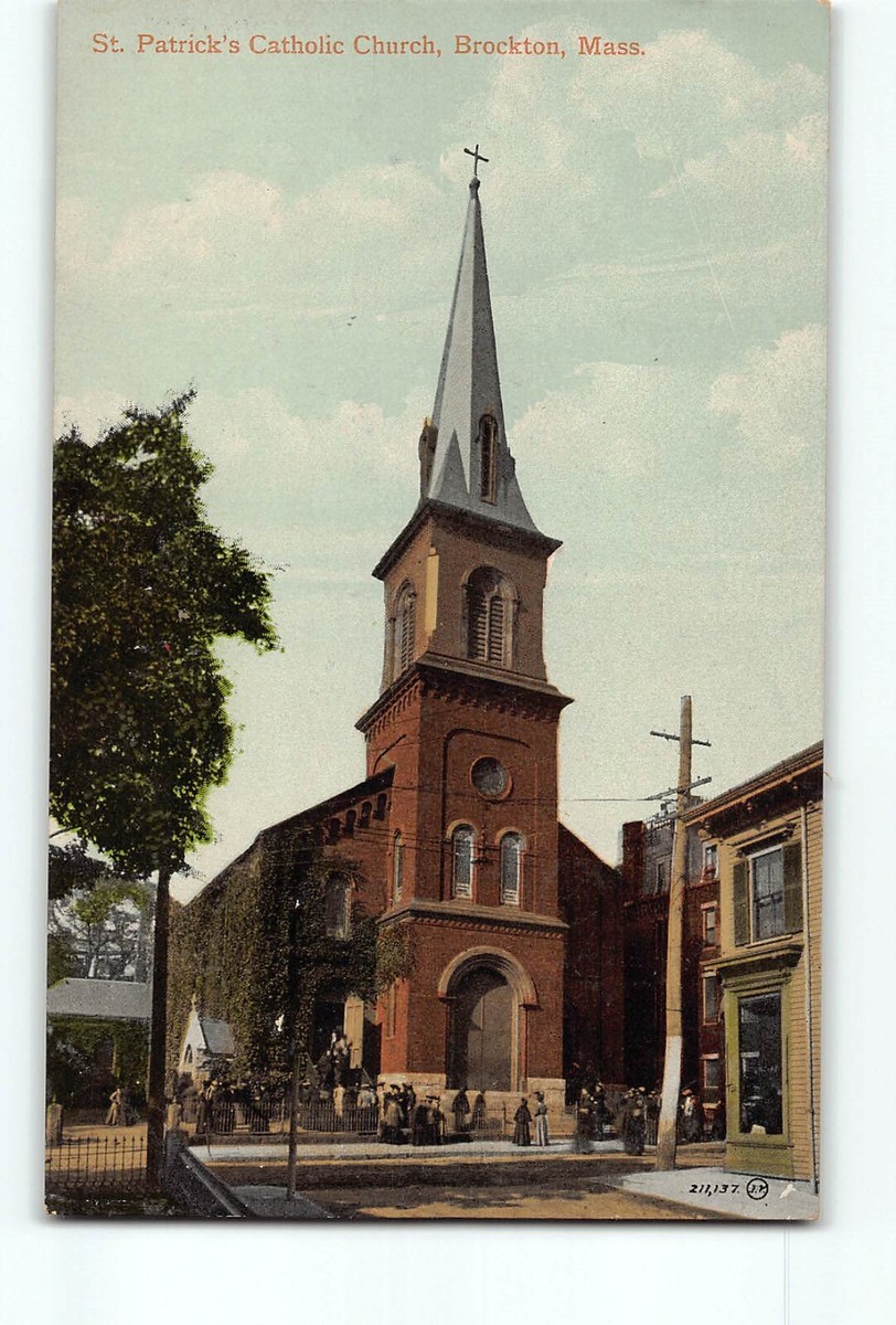 Old Vintage Postcard of St Patrick's Catholic Church Brockton MA