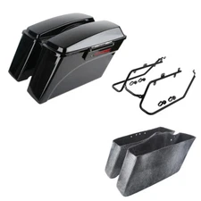 Hard Saddlebags & Conversion Bracket Fit For Harley Dyna Super Glide 08-17 Black
