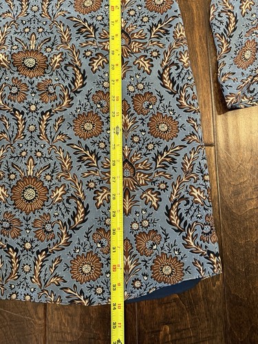 Cabi Provincial Blue and Orange Floral Long Sleeve V-Neck Shift Dress Size XS - Picture 8 of 8