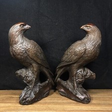 Collectible Chinese old copper handmade 大展宏图 eagles a pair exquisite ornaments