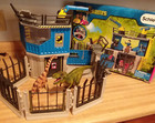 Vntg Schleich Prehistoric Playset Jurassic Park Research Station w/ 2 Dinosaurs