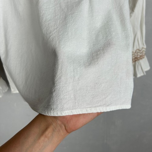 Faherty women size M Laura embroidered top long sleeve white organic cotton - Picture 10 of 12