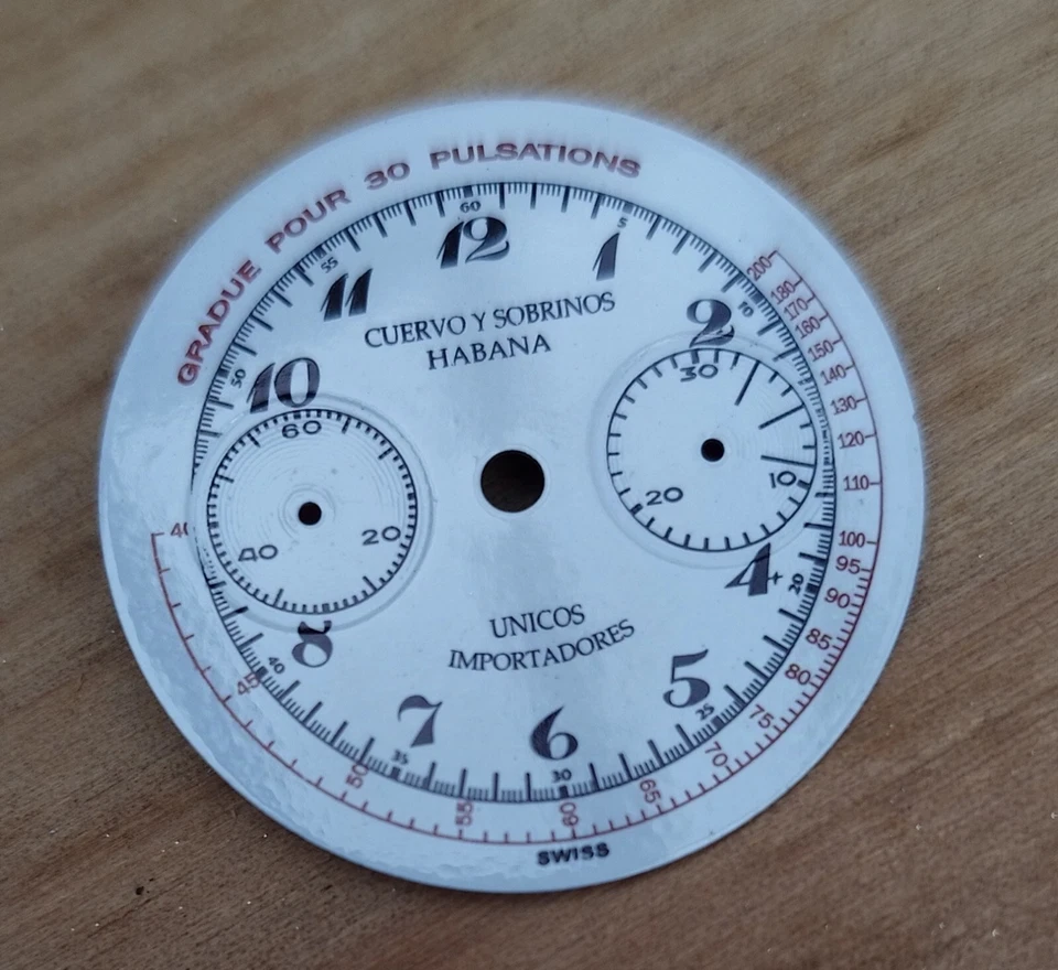 Vintage Men's Cuervo y Sobrinos Chronograph watch dial - image 3 of 3