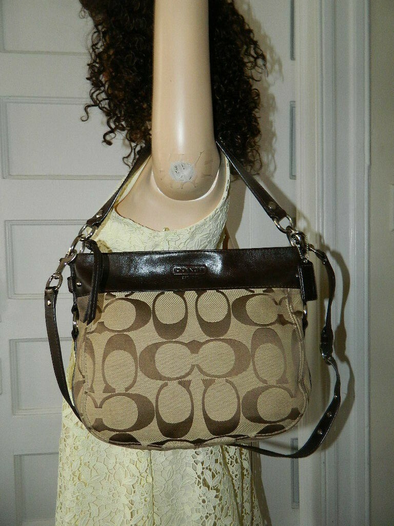 ショルダーバッグ・ポシェット Coach Zoe Shoulder Bag - Coach - Leather - Brown COACH ZOE SIGNATURE CANVAS LEATHER SHOULDER HANDBAG | eBay