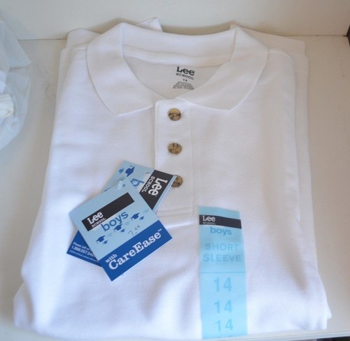 LEE School POLO Shirt WHITE BLUE BOY Girl Unisex 4 - 20 UNIFORM SHORT Sleeve NW - Picture 2 of 10