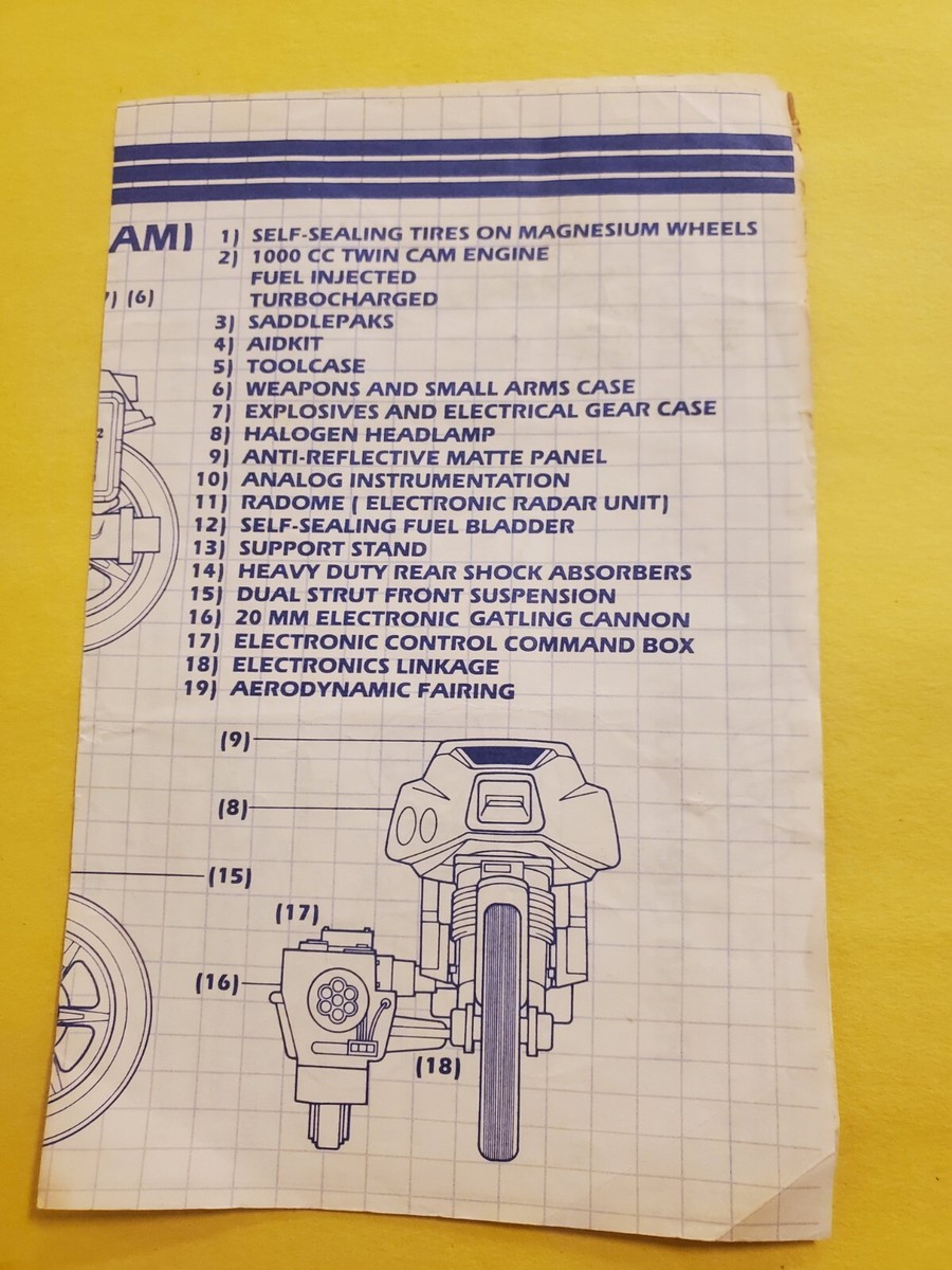 1982 GI Joe RAM Rapid Fire Motorcycle Blueprint Instructions Only
