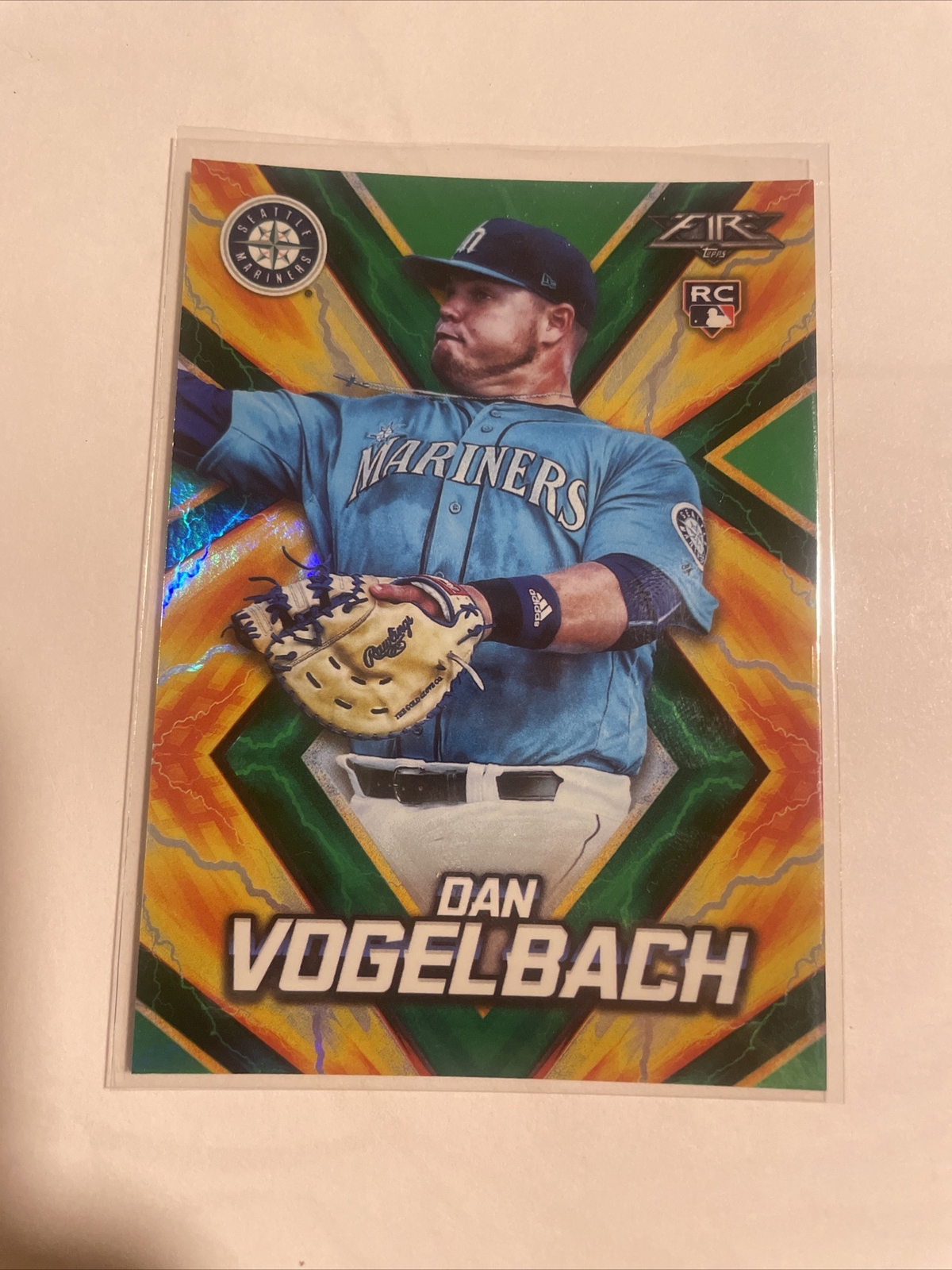 2017 Topps Fire Baseball #82 Dan Vogelbach GREEN FOIL /199 Rookie RC Mariners SP