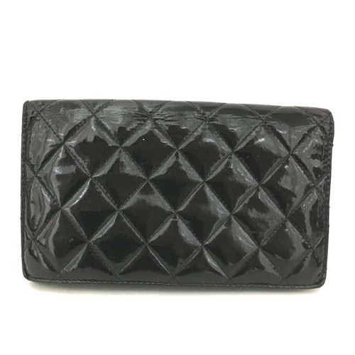 CHANEL Quilted Matelasse CC Logo Patent Leather Long Bifold Wallet Black/8BD0932 - Picture 4 of 8