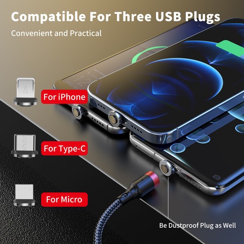 3A Magnetic USB Charge Cable Type C Micro USB iOS Fast Charging Cable Data Cord - Zdjęcie 6 z 27