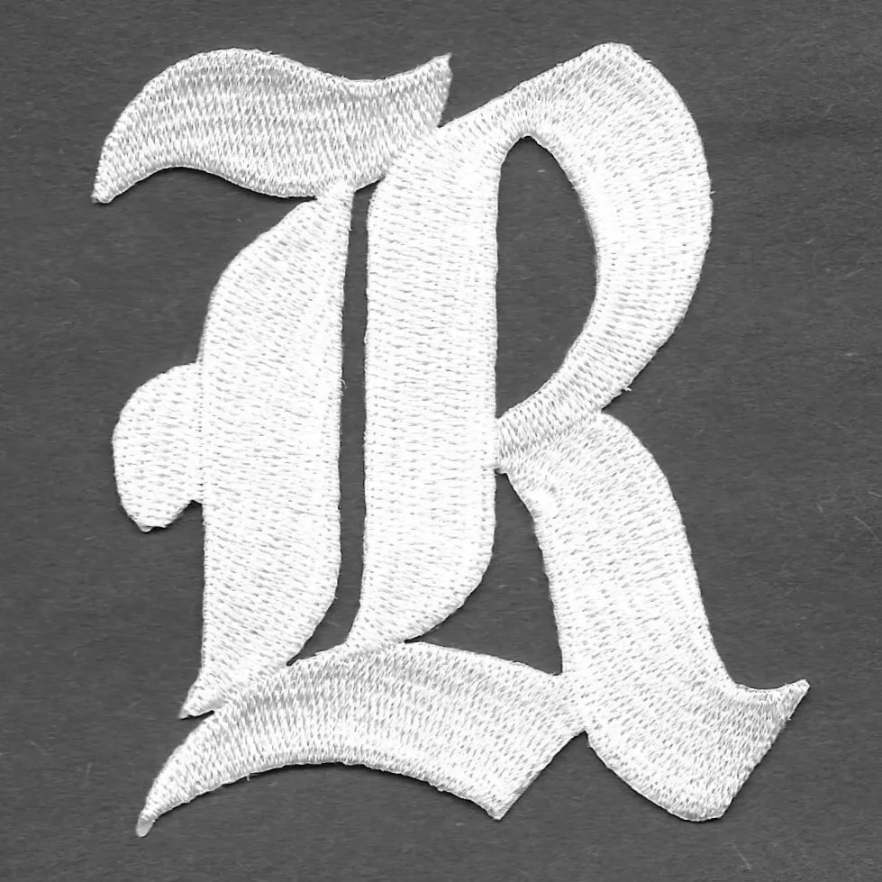 3" Fancy White Old English Alphabet Letter R Embroidered Patch | eBay