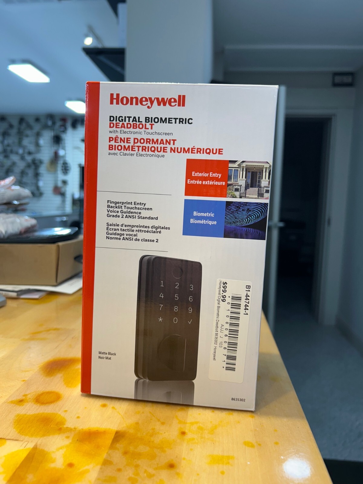 Honeywell Black Digital Touchscreen Biometric Deadbolt Lock 8635302 New